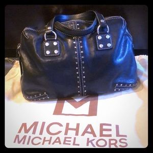 Vintage black leather satchel